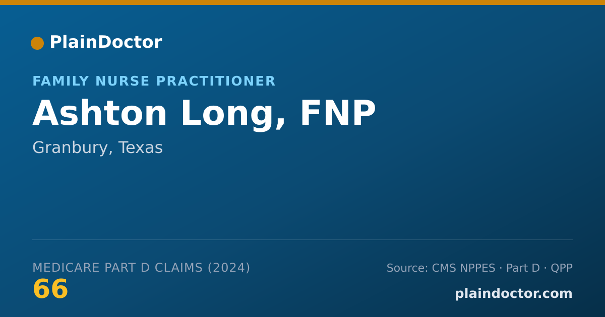 Shareable card for Ashton Long, FNP - Family Nurse Practitioner, Granbury, TX