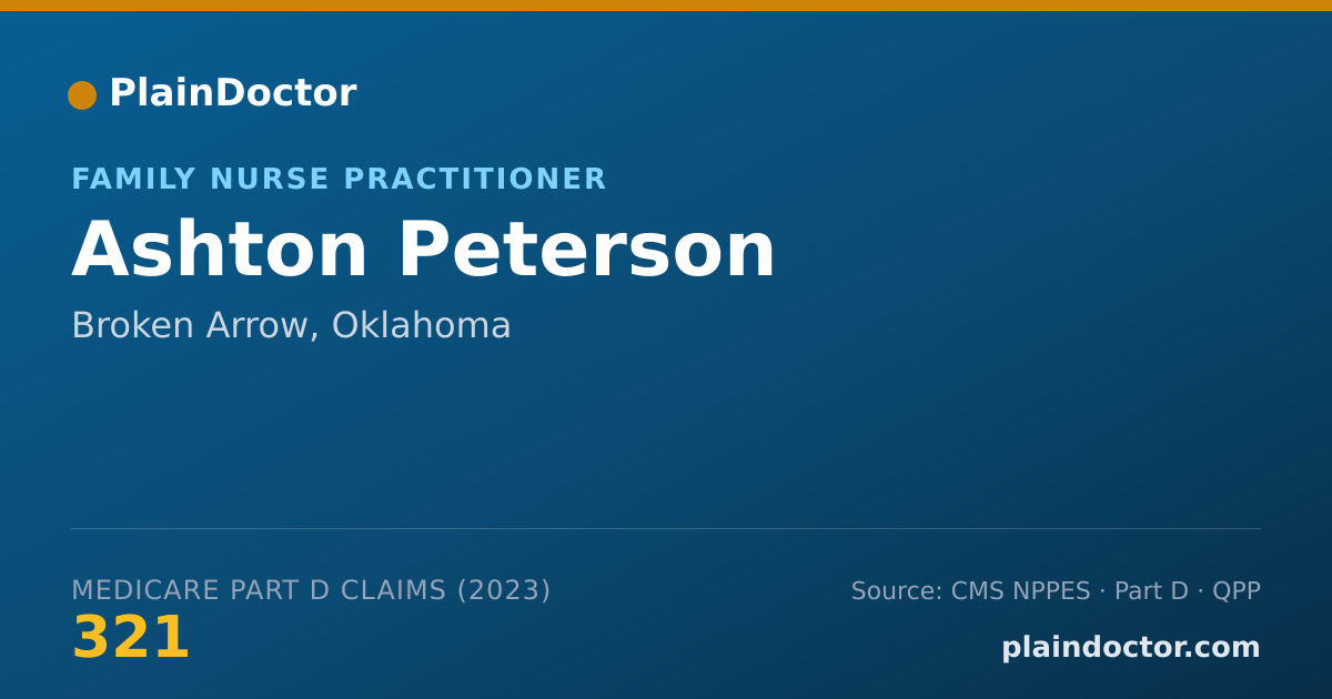 Shareable card for Ashton Peterson - Family Nurse Practitioner, Broken Arrow, OK