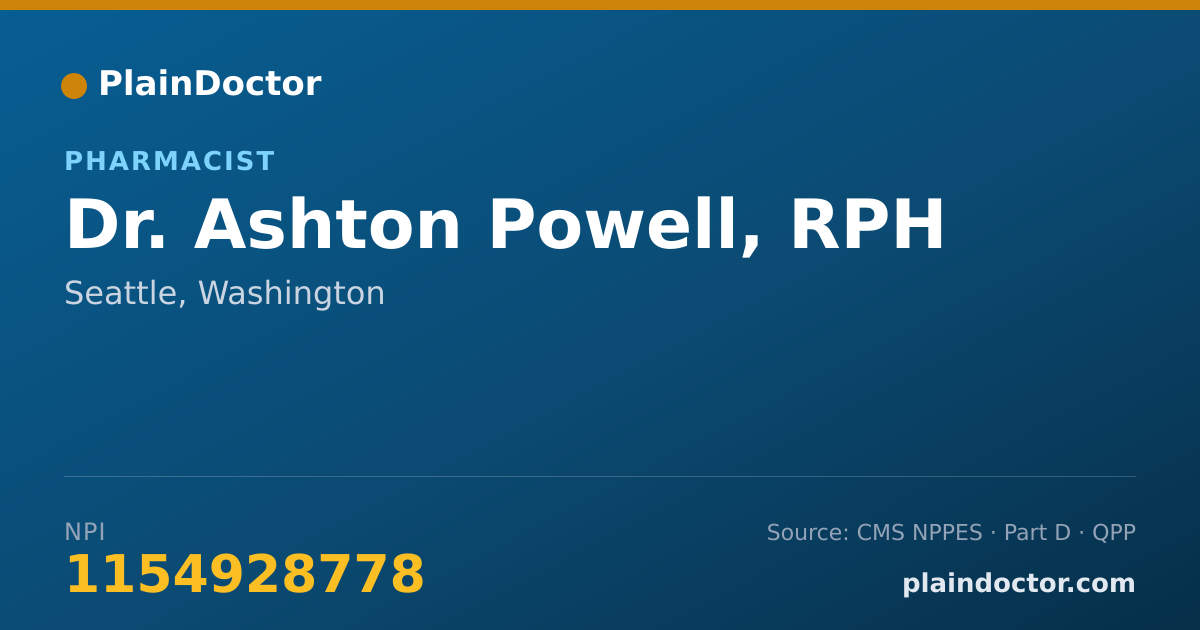 Shareable card for Ashton Powell, RPH - Pharmacist, Seattle, WA
