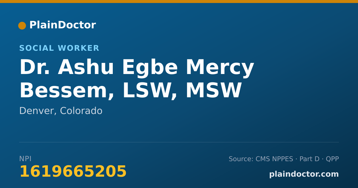 Shareable card for Ashu Egbe Mercy Bessem, LSW, MSW - Social Worker, Denver, CO
