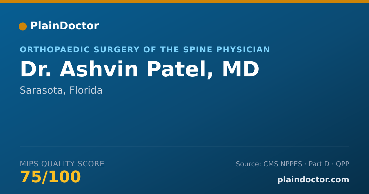 Shareable card for Ashvin Patel, MD - Orthopaedic Surgery of the Spine Physician, Sarasota, FL