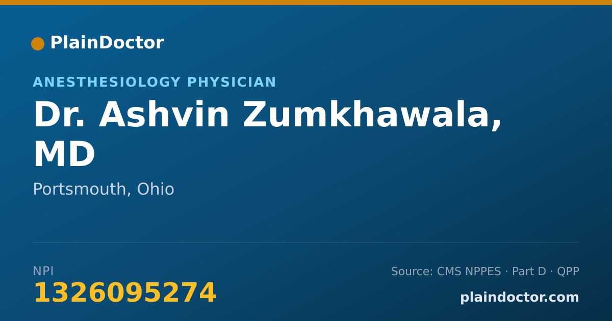 Shareable card for Ashvin Zumkhawala, MD - Anesthesiology Physician, Portsmouth, OH