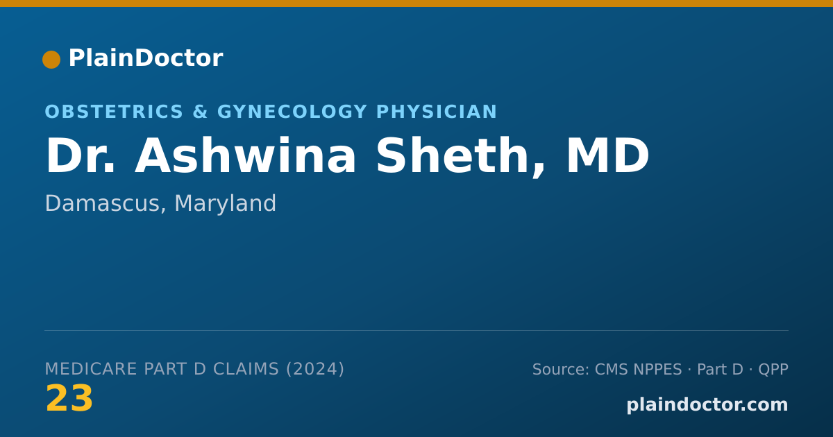 Shareable card for Ashwina Sheth, MD - Obstetrics & Gynecology Physician, Damascus, MD