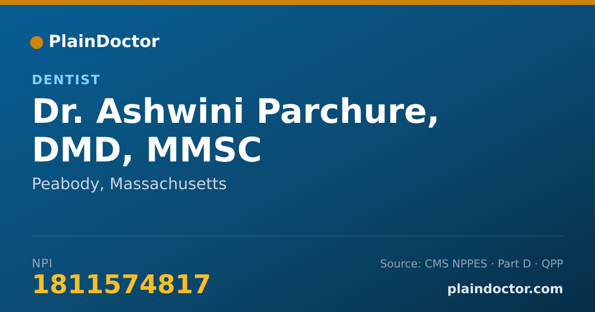 Shareable card for Ashwini Parchure, DMD, MMSC - Dentist, Peabody, MA