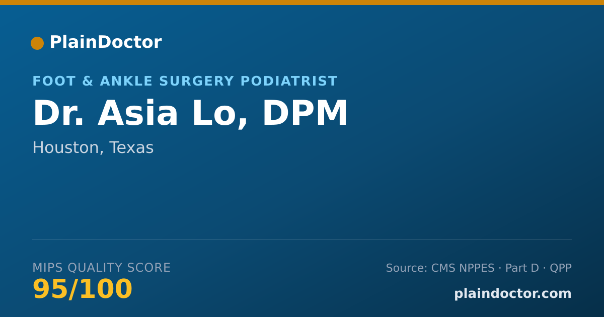 Shareable card for Asia Lo, DPM - Foot & Ankle Surgery Podiatrist, Houston, TX