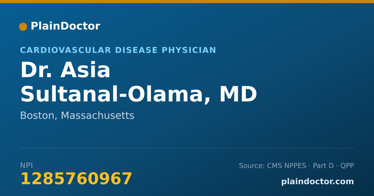 Shareable card for Asia Sultanal-Olama, MD - Cardiovascular Disease Physician, Boston, MA