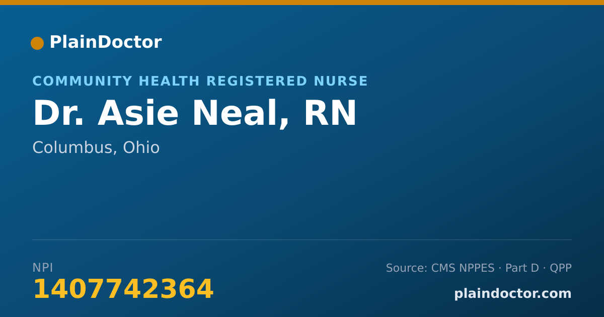 Shareable card for Asie Neal, RN - Community Health Registered Nurse, Columbus, OH