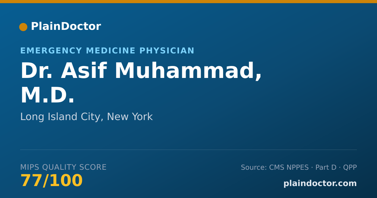 Shareable card for Asif Muhammad, M.D. - Emergency Medicine Physician, Long Island City, NY