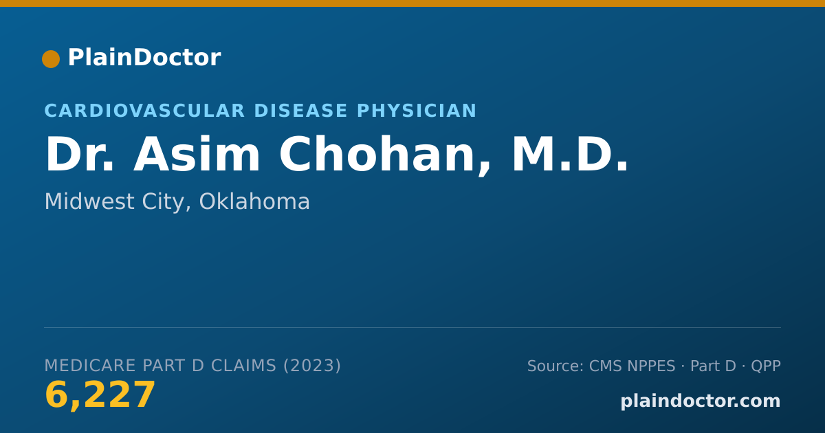 Shareable card for Asim Chohan, M.D. - Cardiovascular Disease Physician, Midwest City, OK