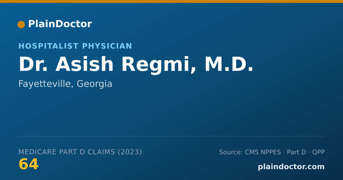Shareable card for Asish Regmi, M.D. - Hospitalist Physician, Fayetteville, GA