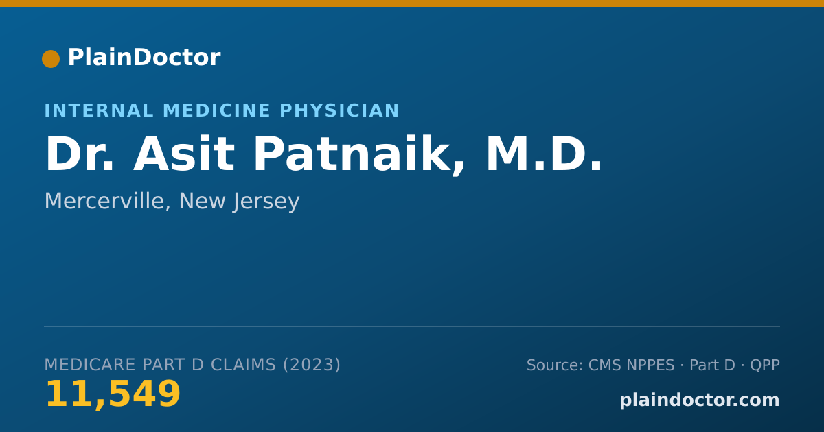 Shareable card for Asit Patnaik, M.D. - Internal Medicine Physician, Mercerville, NJ