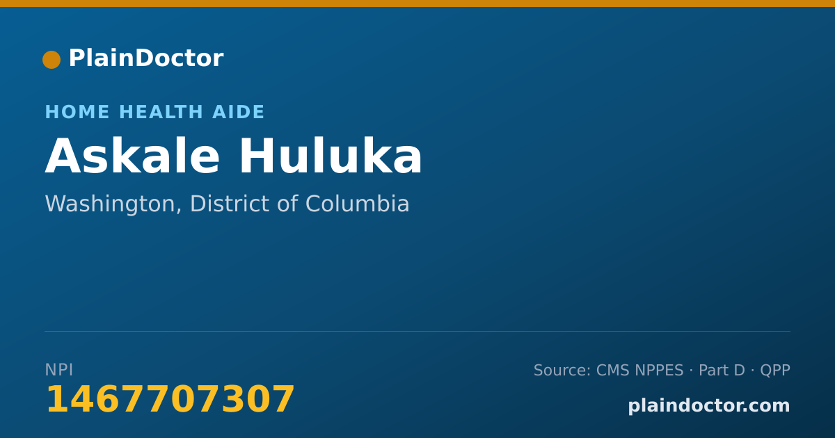 Shareable card for Askale Huluka - Home Health Aide, Washington, DC