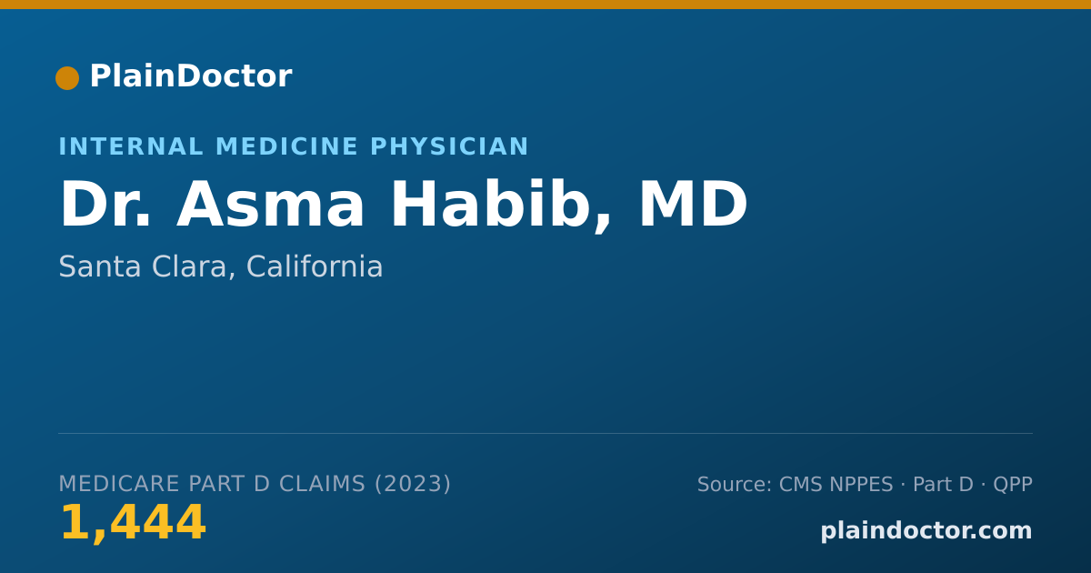 Shareable card for Asma Habib, MD - Internal Medicine Physician, Santa Clara, CA