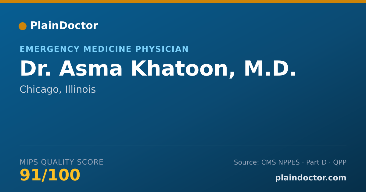Shareable card for Asma Khatoon, M.D. - Emergency Medicine Physician, Chicago, IL
