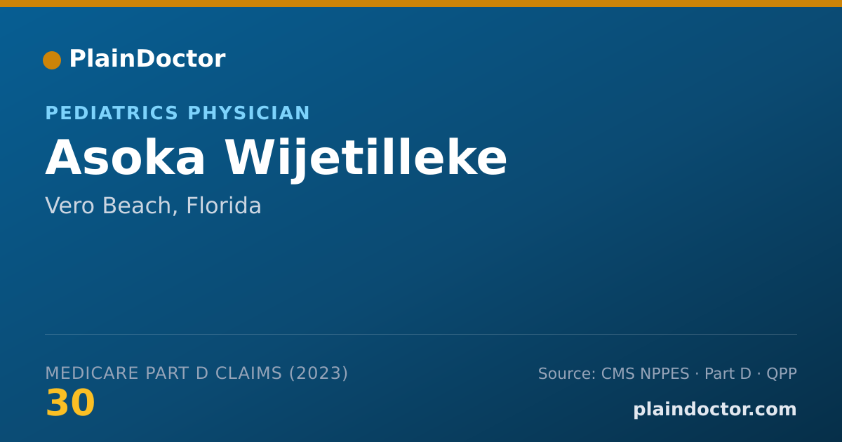 Shareable card for Asoka Wijetilleke - Pediatrics Physician, Vero Beach, FL