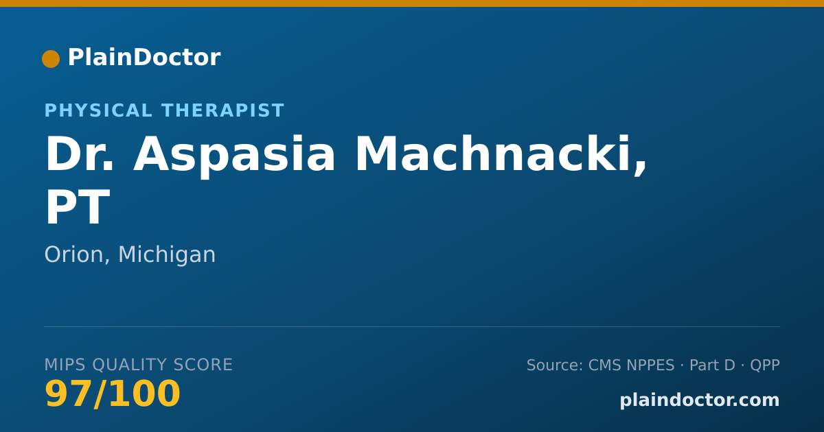 Shareable card for Aspasia Machnacki, PT - Physical Therapist, Orion, MI