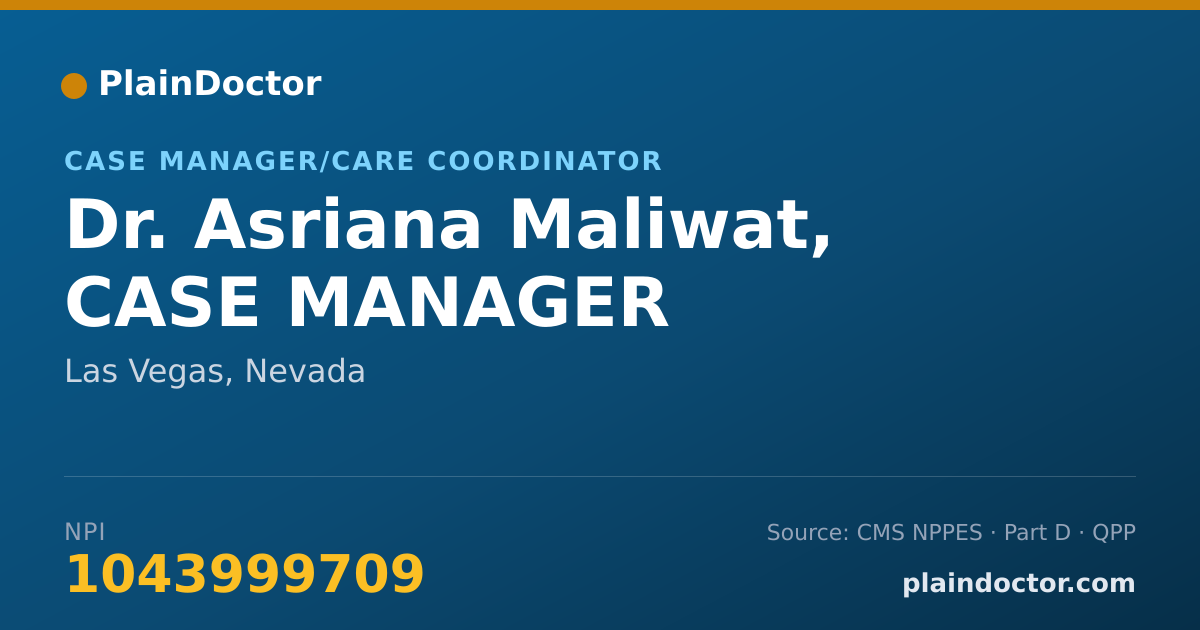 Shareable card for Asriana Maliwat, CASE MANAGER - Case Manager/Care Coordinator, Las Vegas, NV