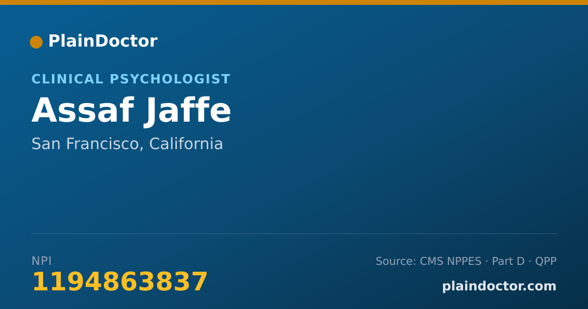 Shareable card for Assaf Jaffe - Clinical Psychologist, San Francisco, CA