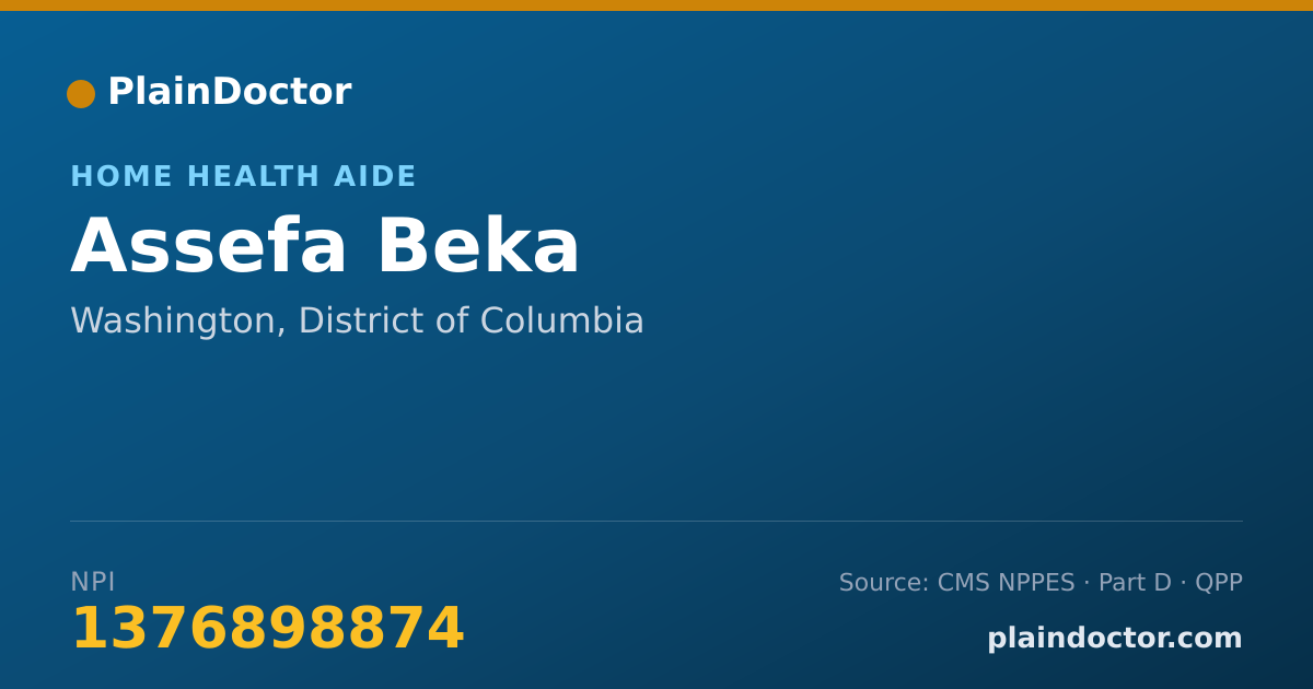 Shareable card for Assefa Beka - Home Health Aide, Washington, DC
