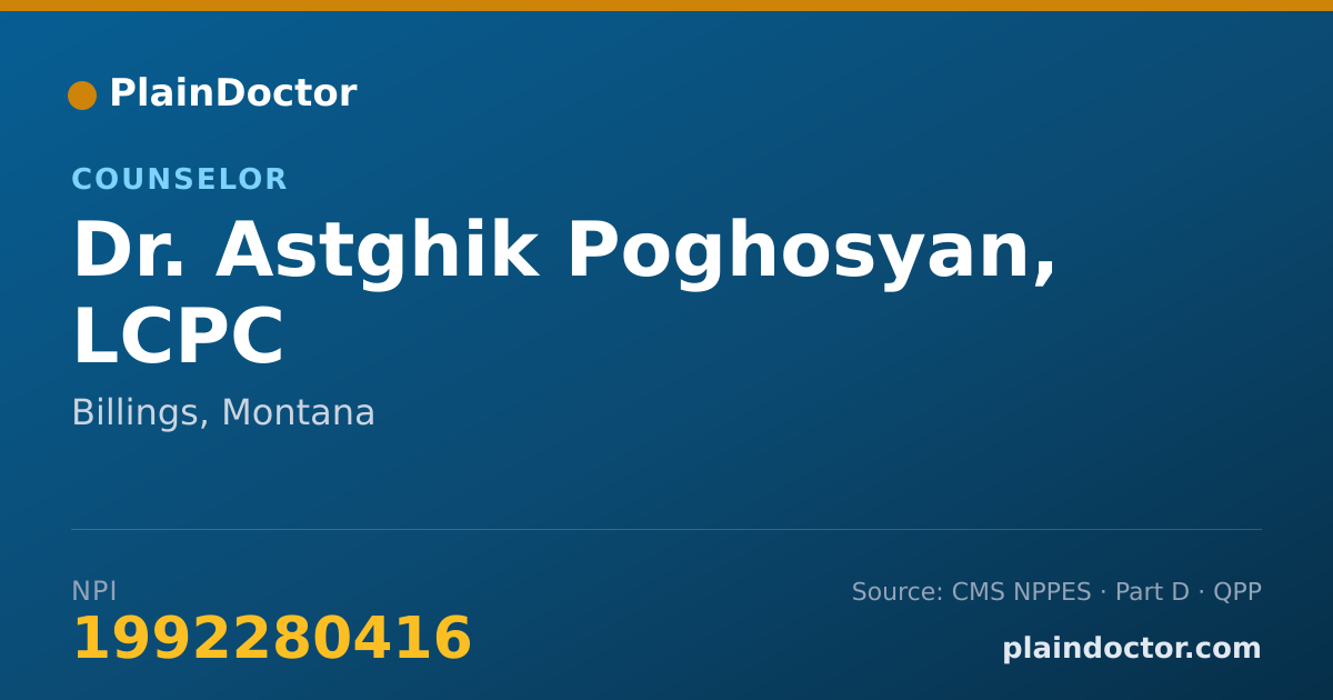 Shareable card for Astghik Poghosyan, LCPC - Counselor, Billings, MT