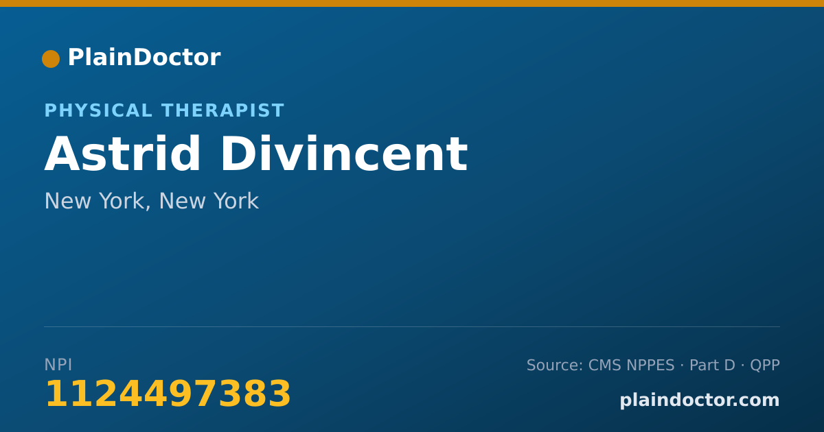 Shareable card for Astrid Divincent - Physical Therapist, New York, NY