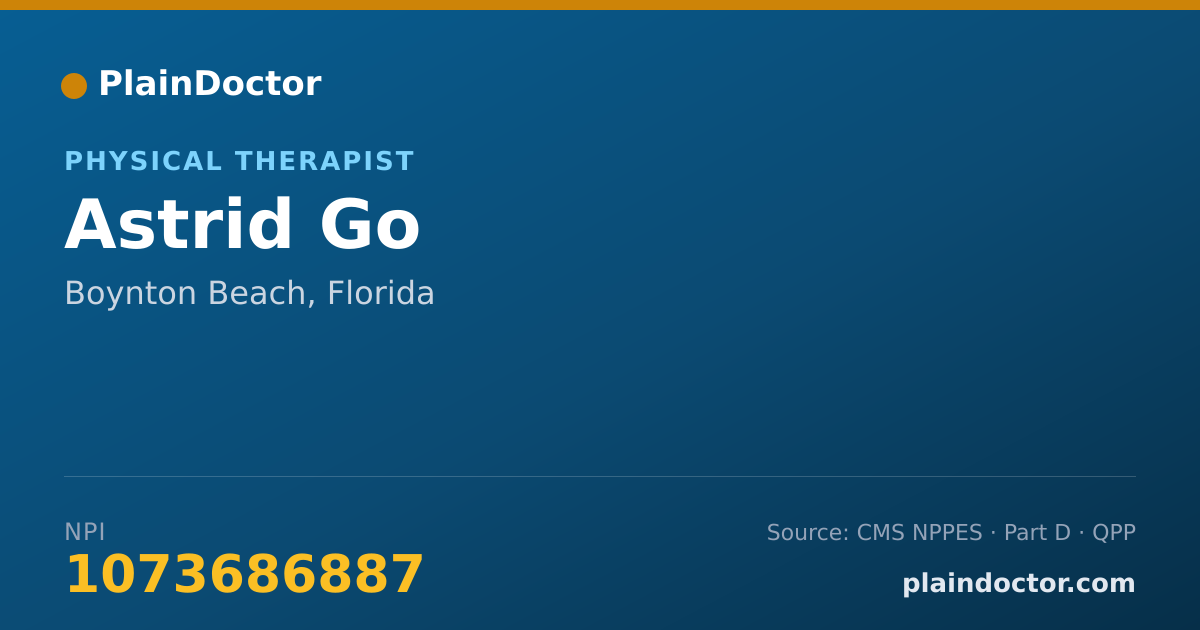 Shareable card for Astrid Go - Physical Therapist, Boynton Beach, FL