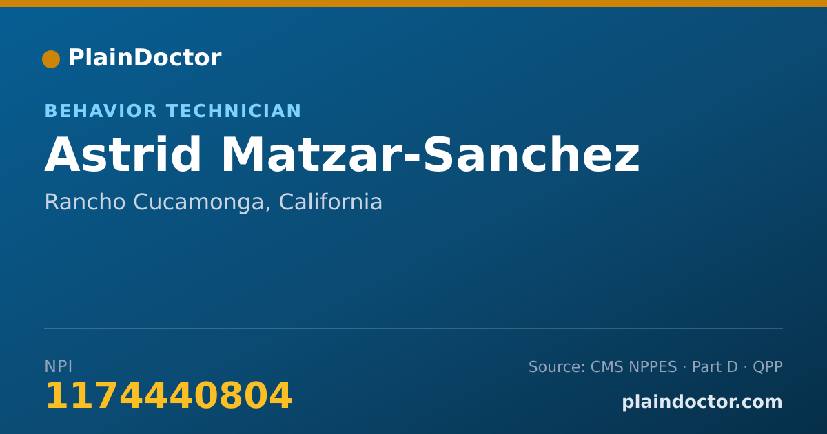 Shareable card for Astrid Matzar-Sanchez - Behavior Technician, Rancho Cucamonga, CA