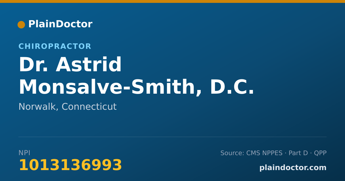 Shareable card for Astrid Monsalve-Smith, D.C. - Chiropractor, Norwalk, CT