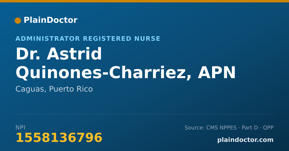 Shareable card for Astrid Quinones-Charriez, APN - Administrator Registered Nurse, Caguas, PR