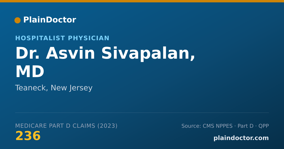 Shareable card for Asvin Sivapalan, MD - Hospitalist Physician, Teaneck, NJ