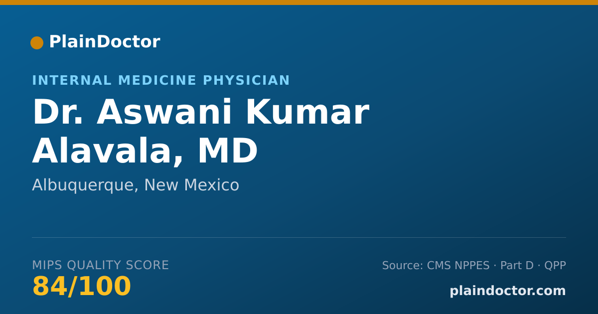 Shareable card for Aswani Kumar Alavala, MD - Internal Medicine Physician, Albuquerque, NM