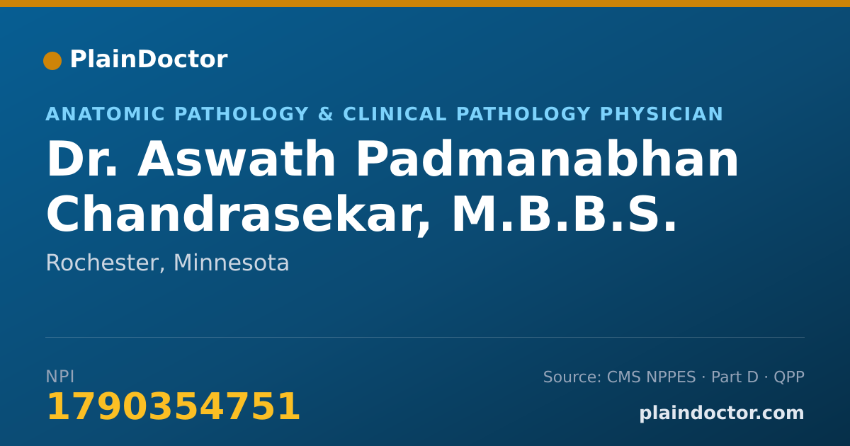 Shareable card for Aswath Padmanabhan Chandrasekar, M.B.B.S. - Anatomic Pathology & Clinical Pathology Physician, Rochester, MN