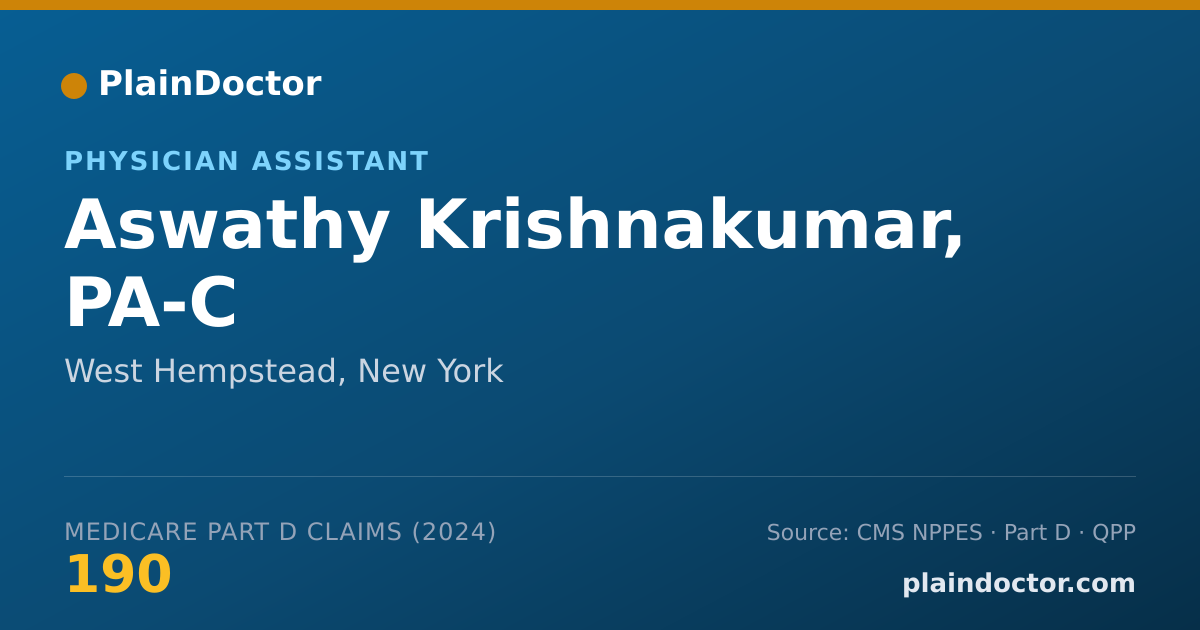 Shareable card for Aswathy Krishnakumar, PA-C - Physician Assistant, West Hempstead, NY