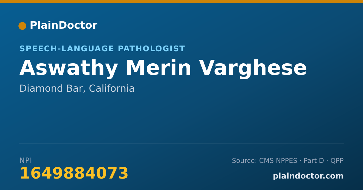 Shareable card for Aswathy Merin Varghese - Speech-Language Pathologist, Diamond Bar, CA