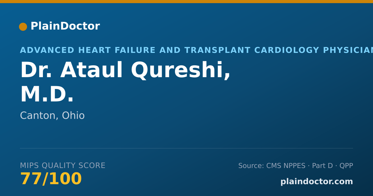 Shareable card for Ataul Qureshi, M.D. - Advanced Heart Failure and Transplant Cardiology Physician, Canton, OH