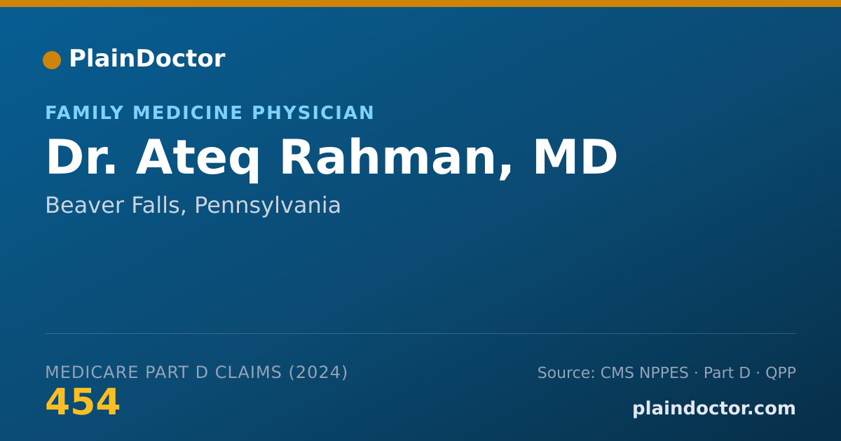 Shareable card for Ateq Rahman, MD - Family Medicine Physician, Beaver Falls, PA