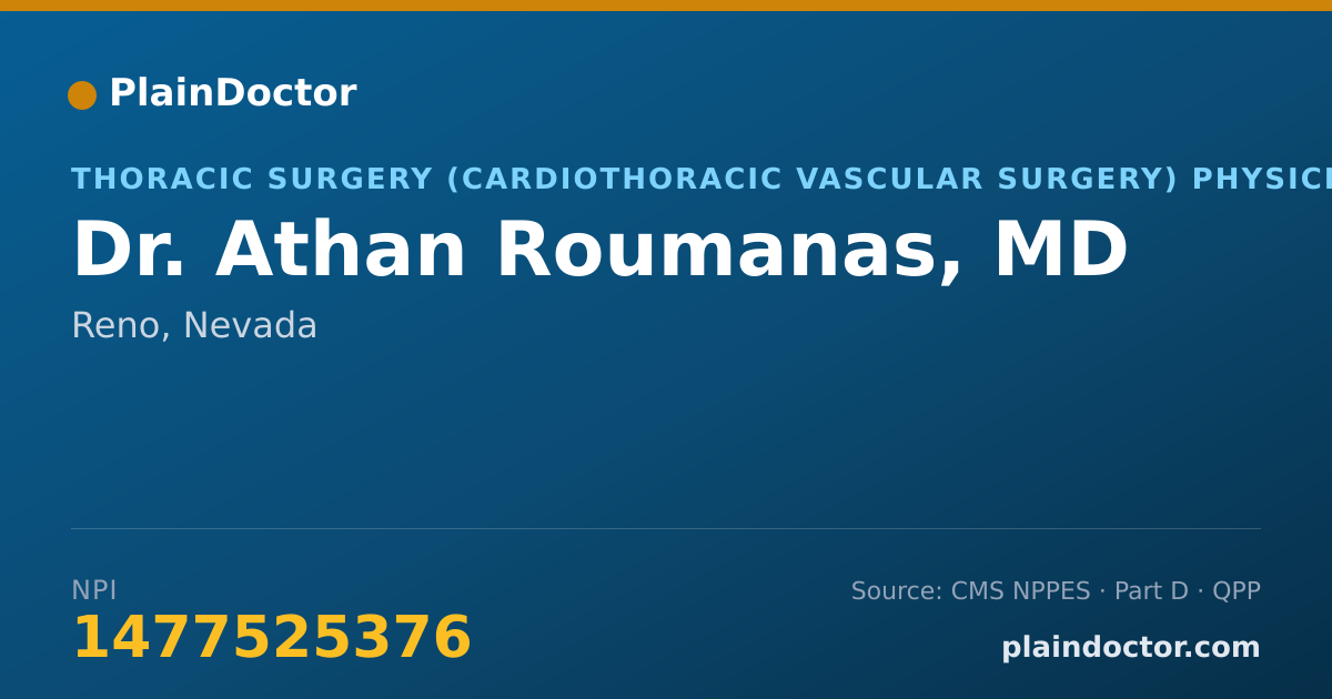 Shareable card for Athan Roumanas, MD - Thoracic Surgery (Cardiothoracic Vascular Surgery) Physician, Reno, NV