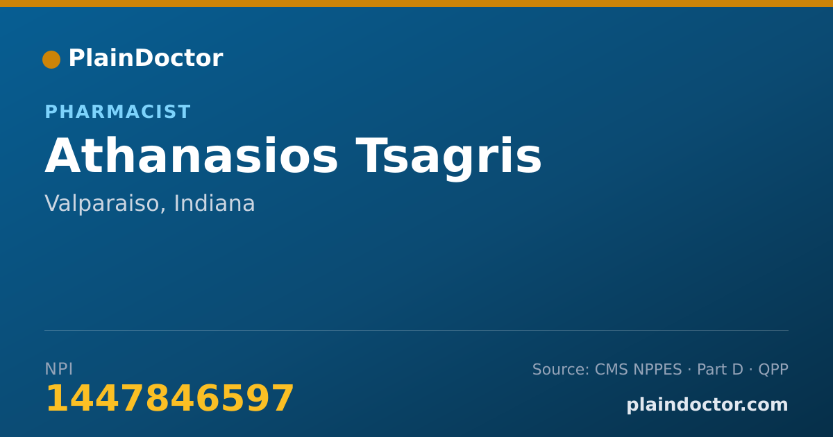 Shareable card for Athanasios Tsagris - Pharmacist, Valparaiso, IN