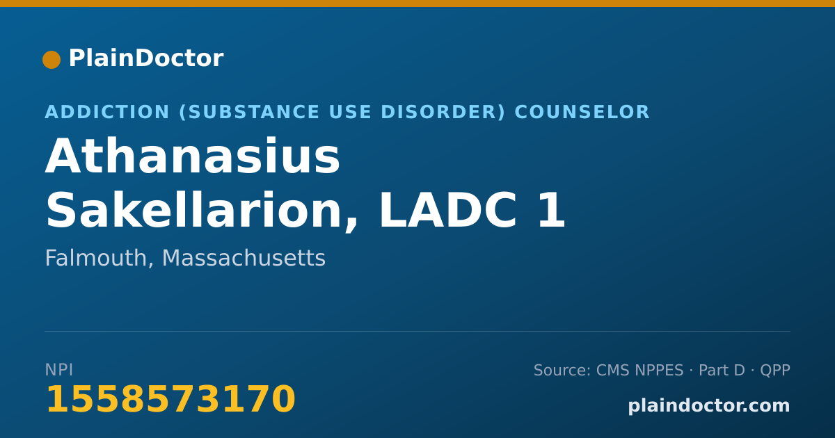 Shareable card for Athanasius Sakellarion, LADC 1 - Addiction (Substance Use Disorder) Counselor, Falmouth, MA