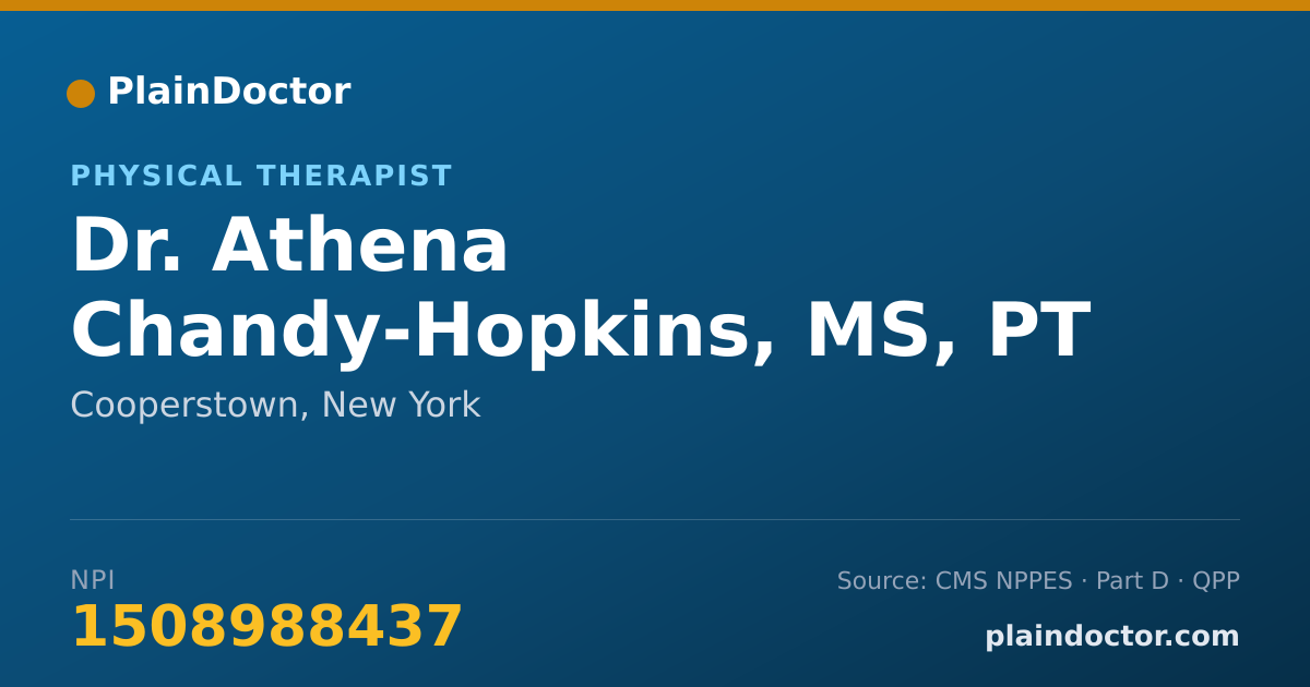 Shareable card for Athena Chandy-Hopkins, MS, PT - Physical Therapist, Cooperstown, NY