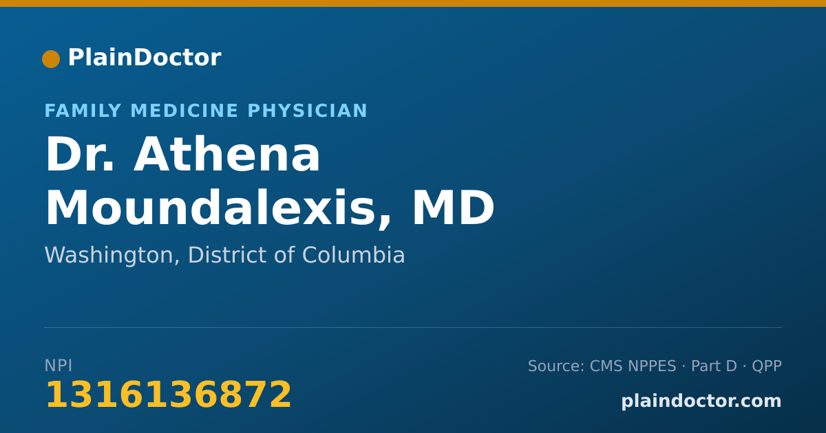Shareable card for Athena Moundalexis, MD - Family Medicine Physician, Washington, DC