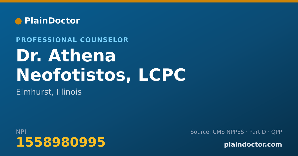 Shareable card for Athena Neofotistos, LCPC - Professional Counselor, Elmhurst, IL