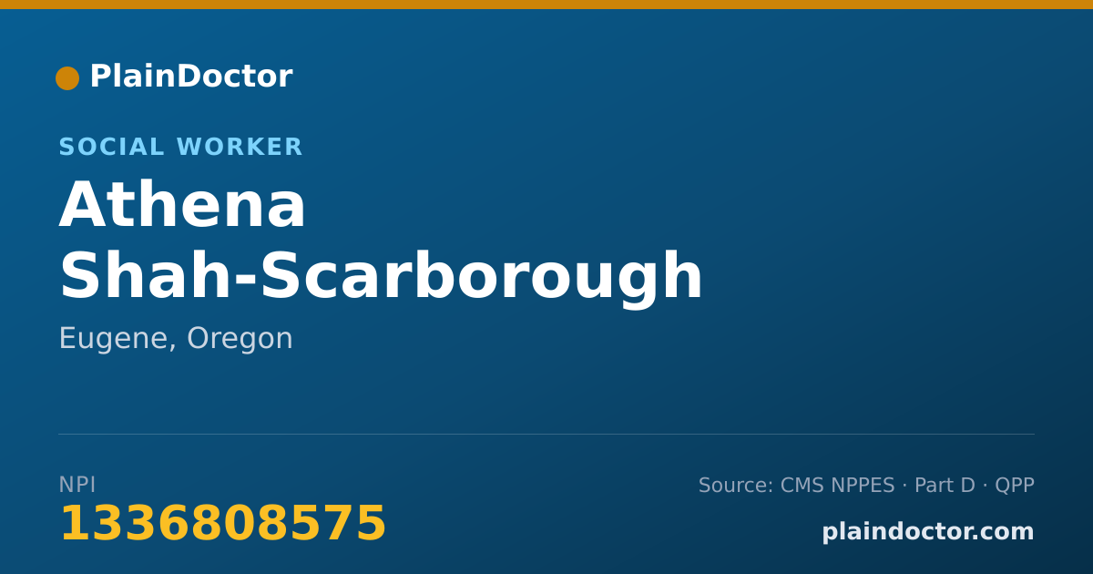 Shareable card for Athena Shah-Scarborough - Social Worker, Eugene, OR