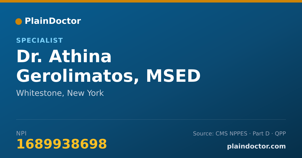 Shareable card for Athina Gerolimatos, MSED - Specialist, Whitestone, NY