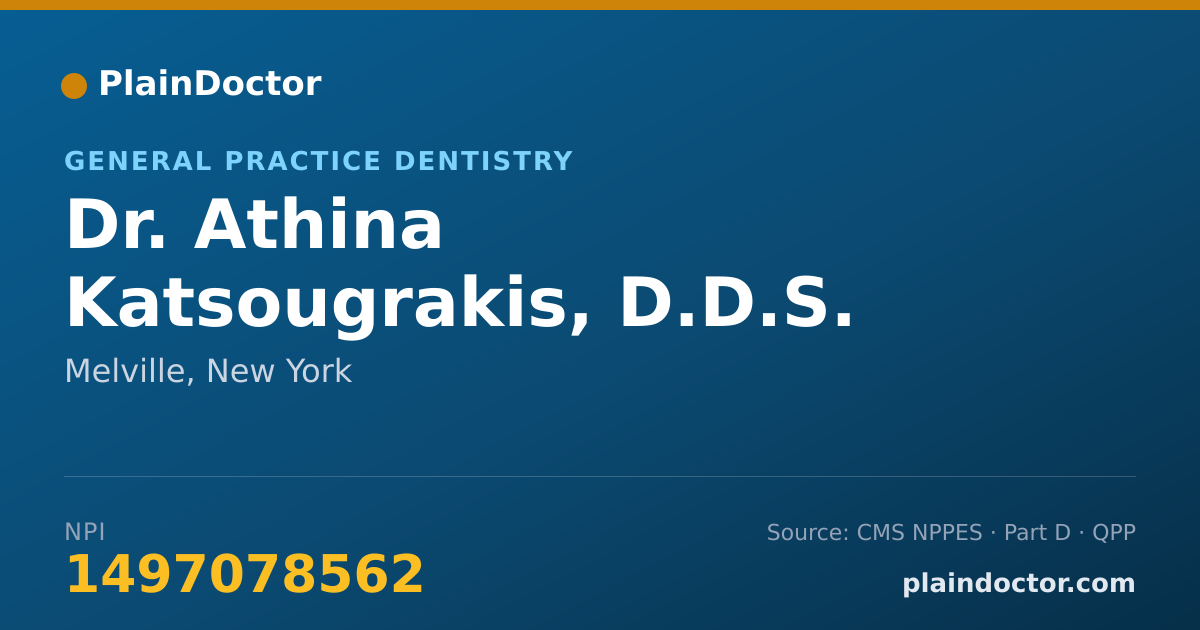 Shareable card for Athina Katsougrakis, D.D.S. - General Practice Dentistry, Melville, NY