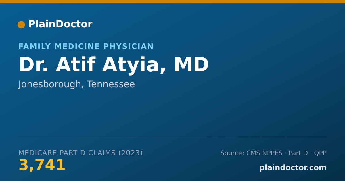 Shareable card for Atif Atyia, MD - Family Medicine Physician, Jonesborough, TN