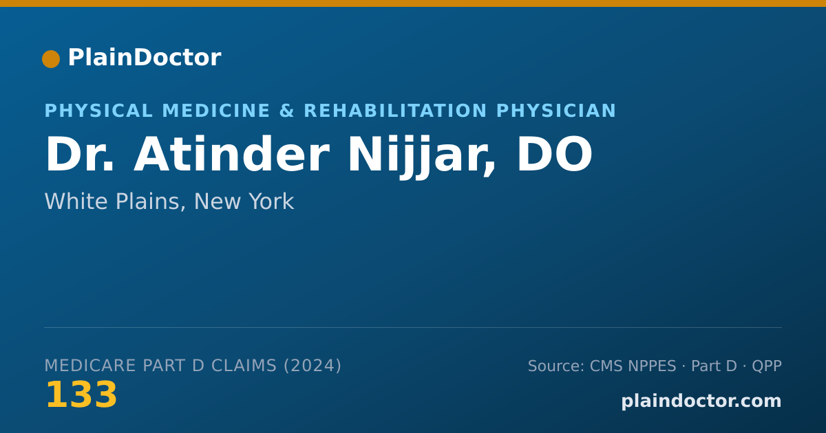 Shareable card for Atinder Nijjar, DO - Physical Medicine & Rehabilitation Physician, White Plains, NY