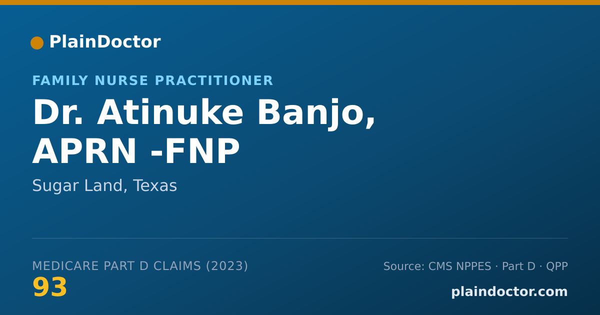 Shareable card for Atinuke Banjo, APRN -FNP - Family Nurse Practitioner, Sugar Land, TX