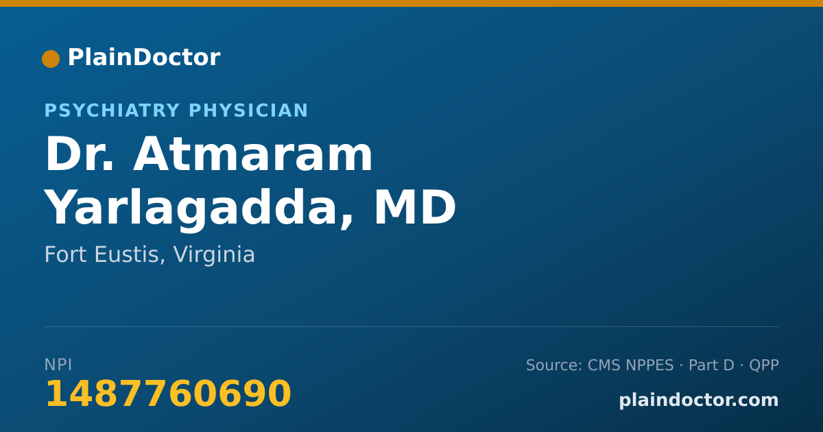 Shareable card for Atmaram Yarlagadda, MD - Psychiatry Physician, Fort Eustis, VA