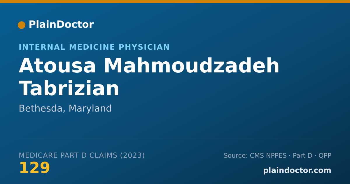 Shareable card for Atousa Mahmoudzadeh Tabrizian - Internal Medicine Physician, Bethesda, MD